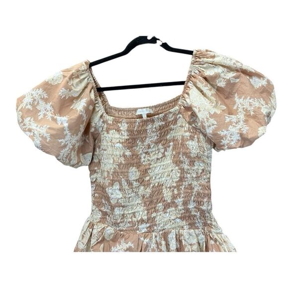 LoveShackFancy x Revolve Asa Mini Dress Espresso Foam Puff Sleeve L EUC Peach - Picture 6 of 13